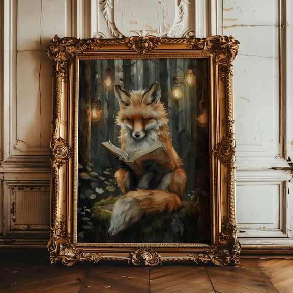 Fox Vintage Bookish Book Forest Woodland Animal Poster