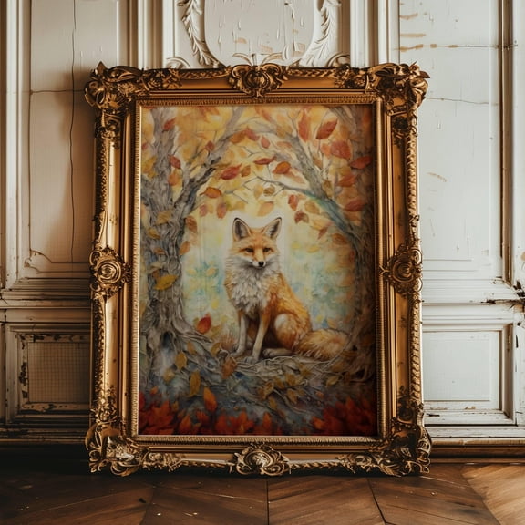 Fox Wall Art, Vintage Fox Print,Fox Gifts, Fall Prints, Fox Poster, Fox Wall Art, Woodland Animals, Fox, Decor Fox Art, Autumn Gift For Her Poster Unframed