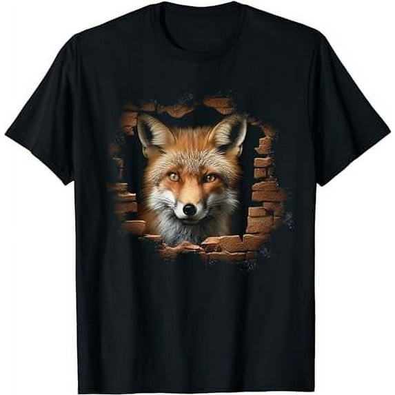 Fox Wall Artwork | Animal Motif Fox Black oversized loose and comfortable T-Shirt