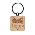 thumbnail image 1 of Fox Wearing a Flower Crown Square Keychain Charm Tag - Engraved Wood, 1 of 6