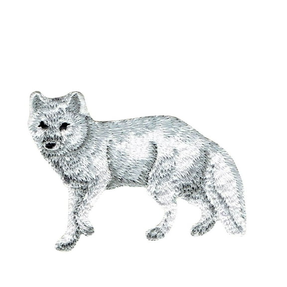 Fox - White - Arctic - Natural Animal - Iron On Embroidered Applique Patch