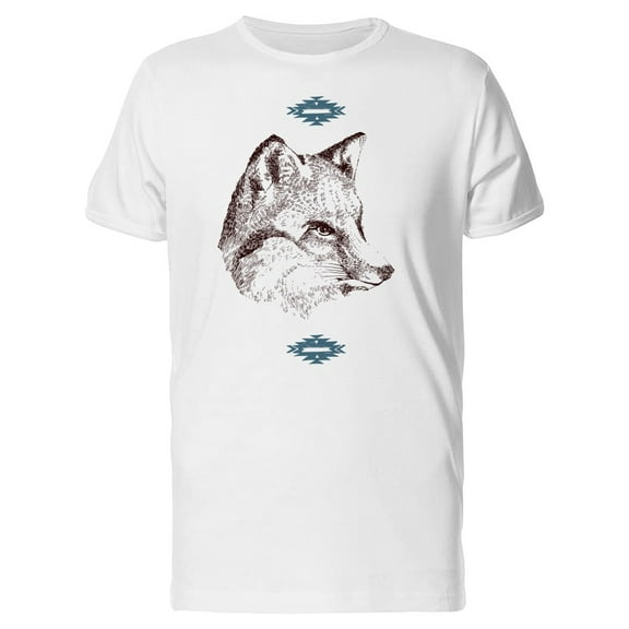Fox With Blue Tribal Design T-Shirt Men -Image by Shutterstock, Male XX-Large