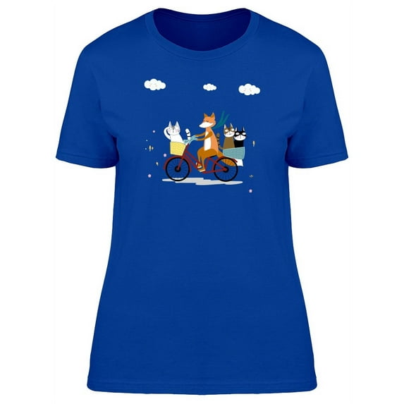 Fox With Cats On Bicycle T-Shirt Women -Image by Shutterstock, Female x-Large