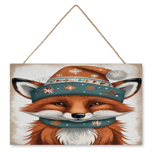 Fox Wood Hanging Sign for Bedroom Living Room, Wood Wall Art, Funny Bathroom Wood Decor Sign, Housewarming Gift 10x16 IN