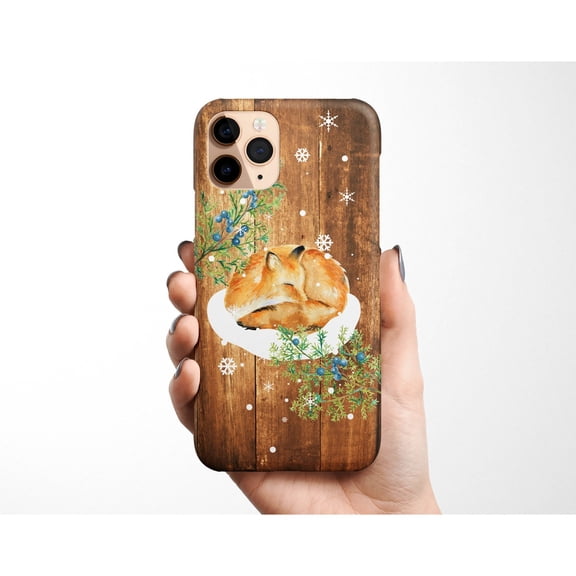Fox Wood Texture Animal Tough Phone Case, Dual-Layer Protective Cover for iPhone
