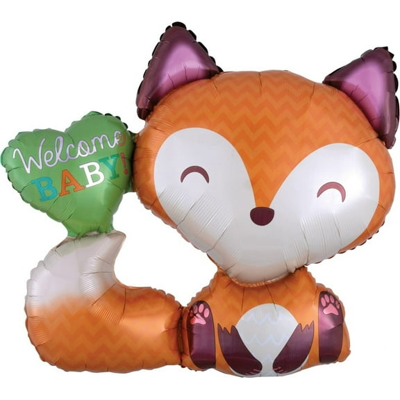 Fox Woodland Animals Boy Girl Welcome Baby Shower 35" Party Mylar Balloon