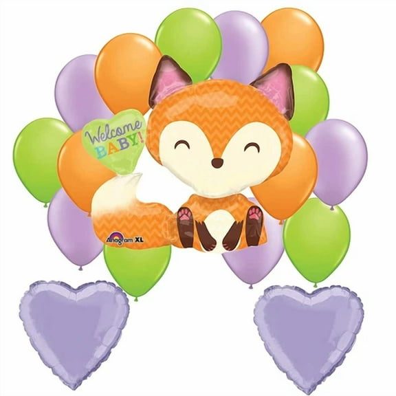 Fox Woodland Animals Boy Or Girl Welcome Baby Shower 17 Party Mylar Balloons Set