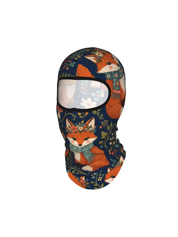 Fox Woodland Folk Pattern Unisex Balaclava Ski Mask Full Face Cover for Cold Weather & UV Protection, Breathable Cooling Helmet Liner