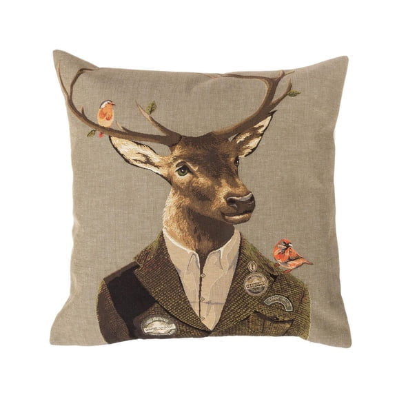 Fox Woodland Woven Decorative Pillow, 17 x 18 in, Double Sided Rectangular Decor for Armchair