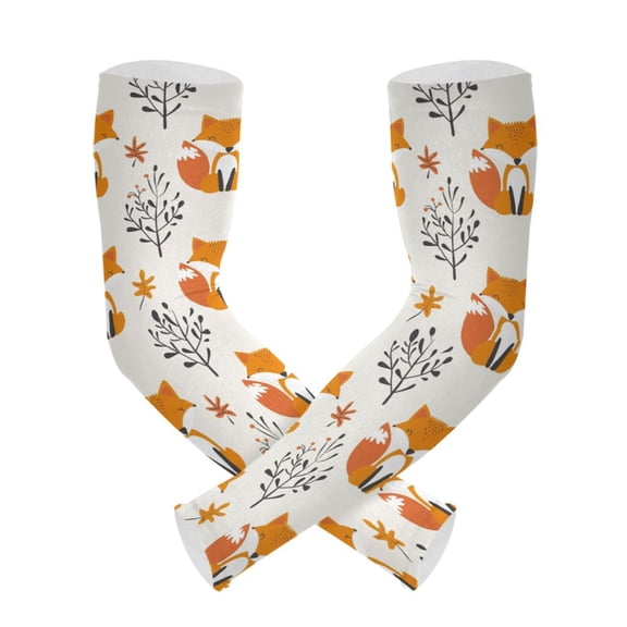 Fox and Leaves Gardening Sleeves UV Sun Protection Cooling Arm Sleeves Anti-Scratch Farmers Sleeves for Women Men