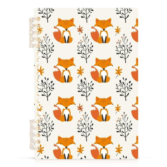 Fox and Leaves Spiral Journal Notebook College Ruled Notebook 8.3" x 5.7" A5 Lined Thick Paper Page