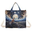 thumbnail image 1 of Fox and Moon Stone Corduroy Tote Bag Handbag Large Messenger Bag Shoulder Crossbody Zipper Bag Purse, 1 of 8