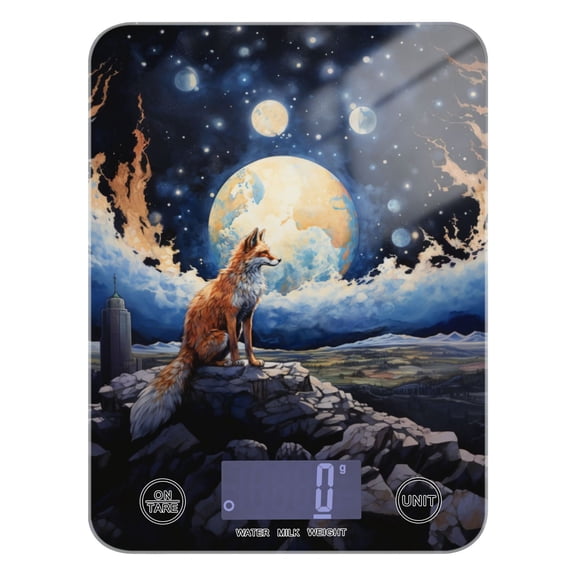 Fox and Moon Stone Food Scale Digital Kitchen Scale Waterproof Tempered Glass Tare Function 11 lb for Baking Cooking Meal Prep