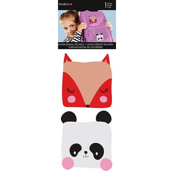Fox and Panda Embroidered Stickers
