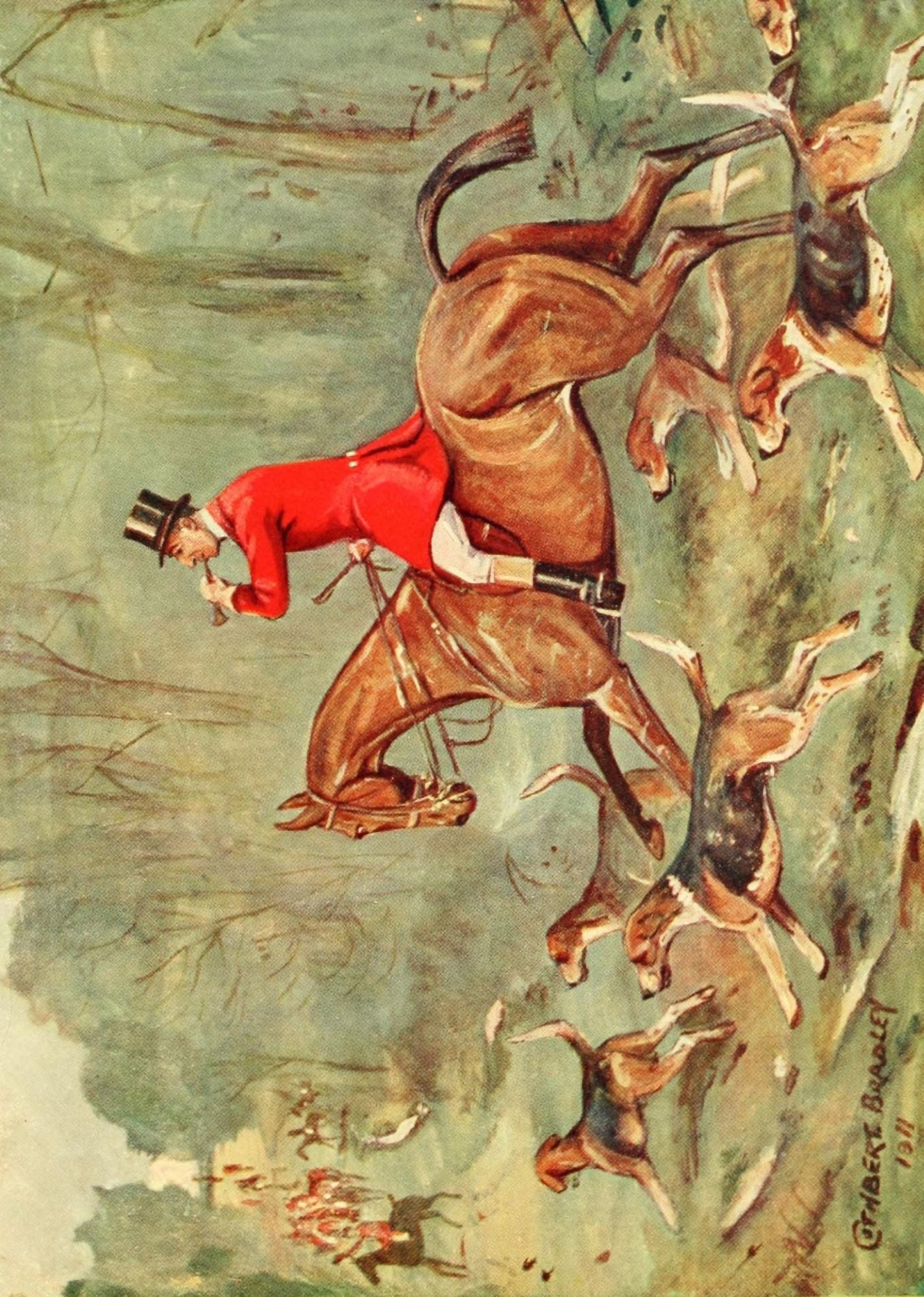 Fox-hunting from shire to shire 1912 Field master to the Belvoir Canvas Art - Cuthbert Bradley (18 x 24)