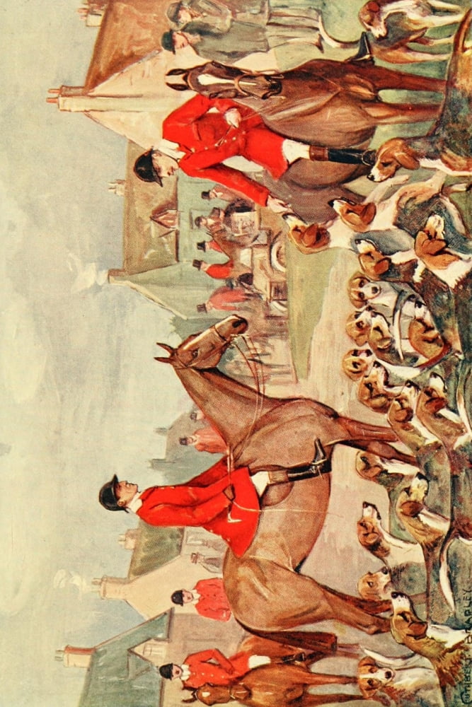 Fox-hunting from shire to shire 1912 The Pytchley hounds with Frank Freeman Canvas Art - Cuthbert Bradley (18 x 24)