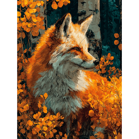 Fox in Autumn Forest Canvas Art, Vibrant Fall Foliage Animal Painting, Multi-Room Home Decor