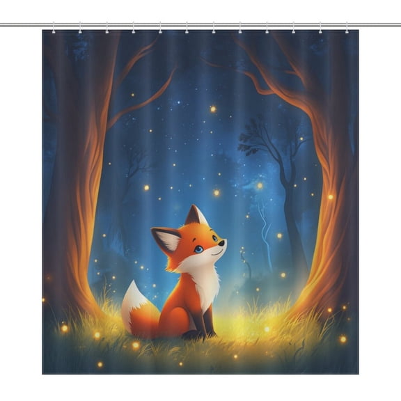Fox in Enchanted Forest Shower Curtain Ornament Bathroom Curtains with Fabric Bathroom Decor