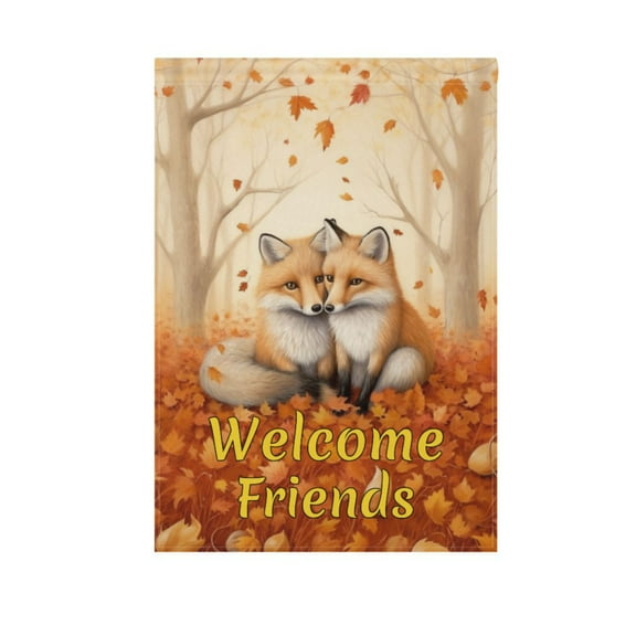 Fox in Forest Autumn Leaves Garden Flag House Banner 12" x 18" Double Sided Outdoor Yard Decoration