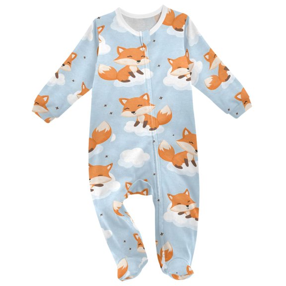 Fox on Cloud Baby Sleeper One-Piece Footies Newborn Roomper 9Months