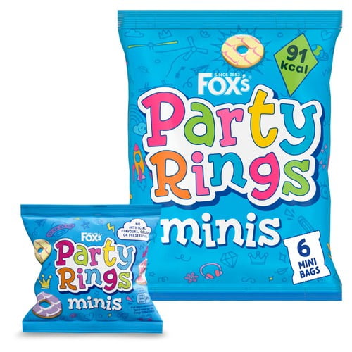 Fox's Biscuits Party Rings Minis Multipack 6 x 20g, British Import (Pack of 2)