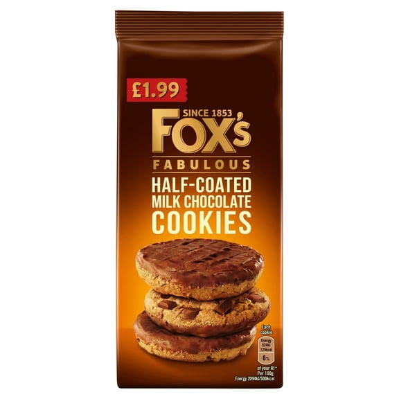 Fox's Fabulous Half-Coated Milk Chocolate Cookies 175g (pack of 8)