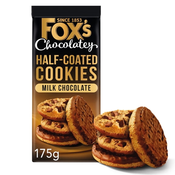 Fox's Half Coated Milk Chocolate Cookies 175G, Imported from Britain