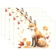 thumbnail image 1 of Fox with Autumn Leaves 4 PCs Placemats Set Linen Non-Slip Table Mat Rectangular Washable for Dining Kitchen Party 12"x18", 1 of 8