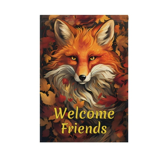 Fox with Autumn Leaves Garden Flag House Banner 12" x 18" Double Sided Outdoor Yard Decoration