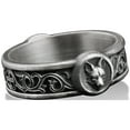 thumbnail image 1 of Fox with Lily Motifs Handmade Band Ring For Men in Sterling Silver, Fox Wedding Ring, Stackable Animal Ring, Anniversary Ring, Memorial Gift, 1 of 5