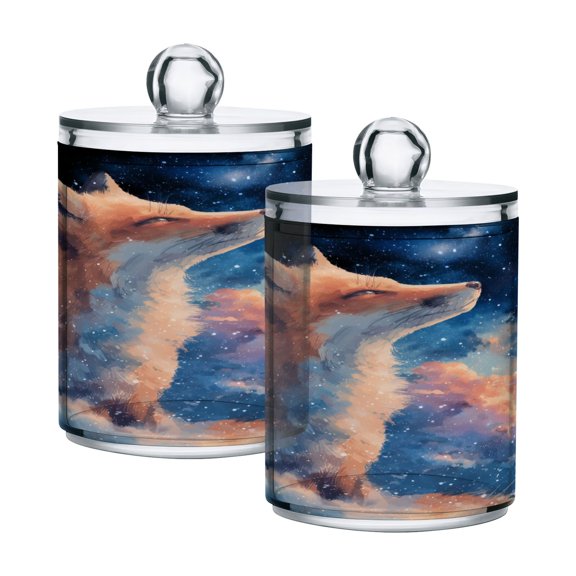 Fox with Nebula Translucent Plastic Cans Storage Canisters with Lid Set of 2