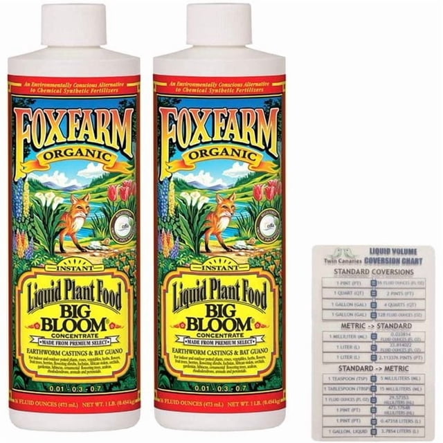 FoxFarm Big Bloom 16oz Liquid Plant Food, OMRI Listed, with Bat Guano ...