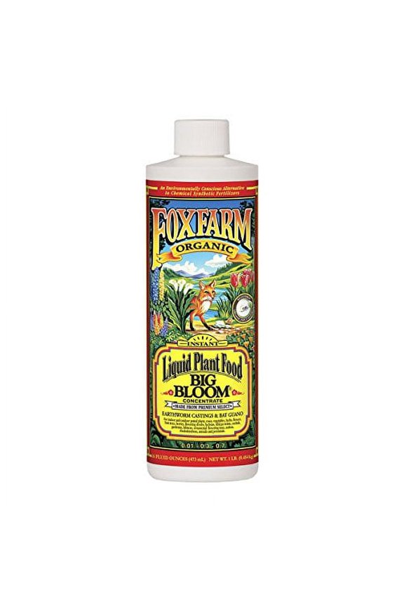 - Big Bloom Plant Food, Liquid Fertilizer Concentrate for Flowers, Fruits, and Vegetables, All Purpose Plant Fertilizer for Indoor & Outdoor Potted Plants, NPK 0.01-0.03-0.7