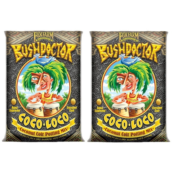 FoxFarm FX14100 Bush Doctor Coco Loco Plant Garden Indoor/Outdoor Potting Soil Mix for Plants, 2 Cubic Feet 2 Pack