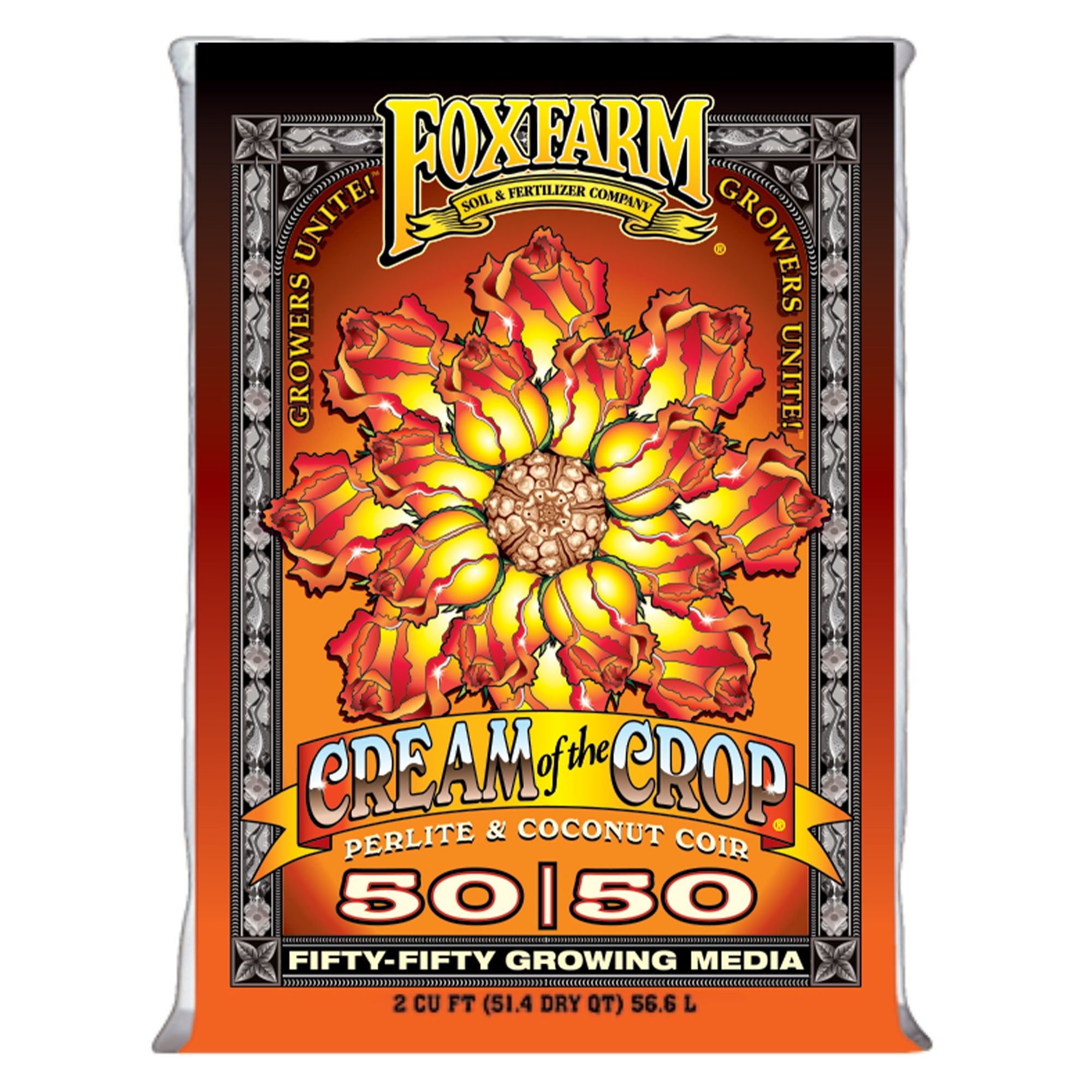 FoxFarm Cream of the Crop 50/50 Growing Media, 2cu ft - Facilitating Aeration and Drainage, for Indoor/Outdoor Container Gardens - Ideal for Use with Customized Feeding Schedules