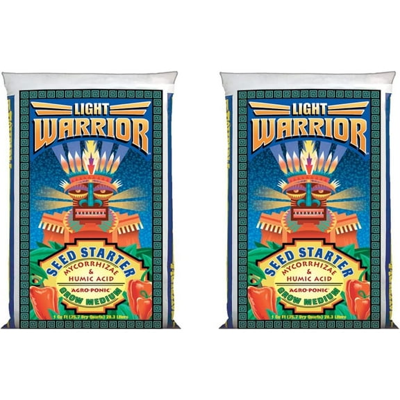 FoxFarm FX14023 Light Warrior Soilless Seed Germinator Starter Mix Garden Potting Mix, 1 Cubic Foot, 2 Pack