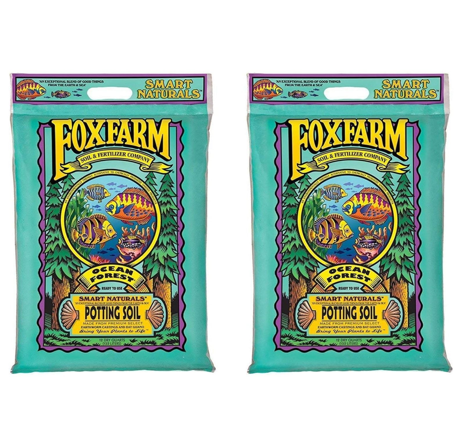 FoxFarm FX14053 Ocean Forest Potting Soil, 2 - 12-Quart Bags