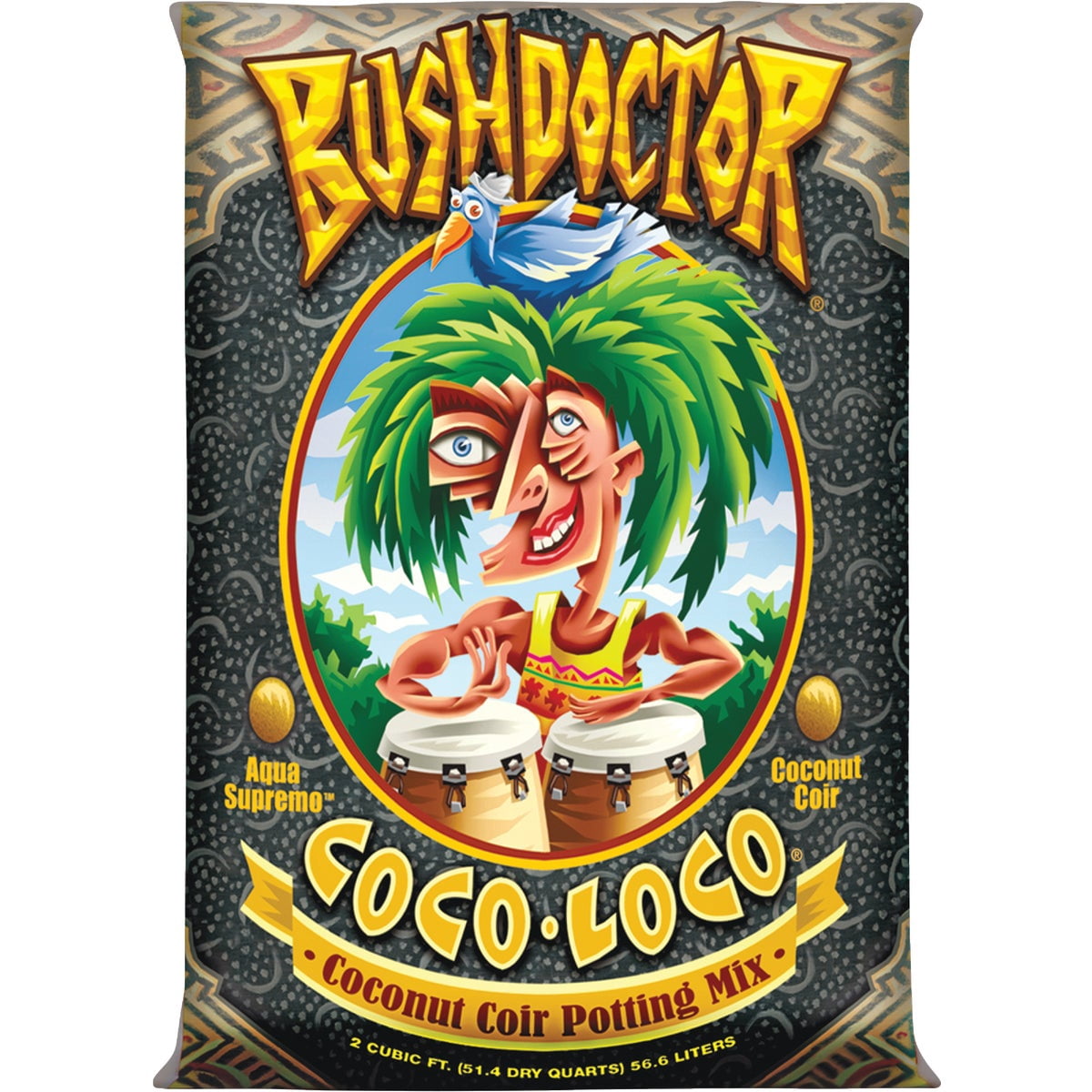 FoxFarm FX14100 Bush Doctor Coco Loco Plant Garden Indoor/Outdoor Coconut Coir Potting Soil Mix for Plants, 2 Cubic Ft, 10 Pack