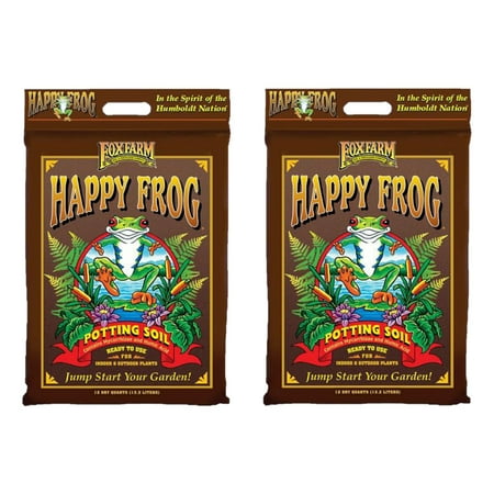 2-pack FoxFarm Happy Frog Potting Soil Mix - Nutrient Rich, pH Adjusted - 2 Pack, 12 Quarts — Outdoor & Indoor Plant Use, Easy Application
