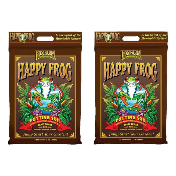 FoxFarm Happy Frog Potting Soil Mix - Nutrient Rich, pH Adjusted - 2 Pack, 12 Quarts