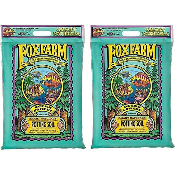 FoxFarm Ocean Forest Potting Soil, 12qt (Pack of 2) ? Light, Aerated Texture, Designed for All Container Plants ? pH Adjusted for Optimal Nutrient Uptake, Effectively Retains Moisture