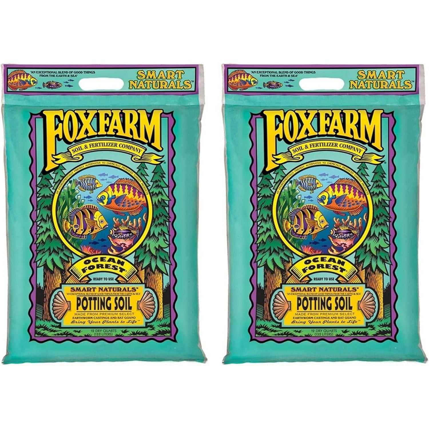 FoxFarm Ocean Forest Potting Soil, 12qt (Pack of 2) Light, Aerated