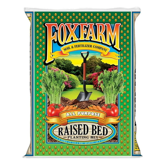 FoxFarm Raised Bed Planting Mix, 1.5cu ft - All-Purpose Garden Soil with Earthworm Castings & Oyster Shell - Ready-to-Use Blend for Vegetables, Flowers, Fruits & Herbs
