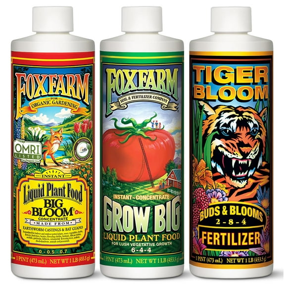 FoxFarm Soil Trio Nutrient Bundle (Big Bloom, Grow Big, Tiger Bloom) 16oz / Pint