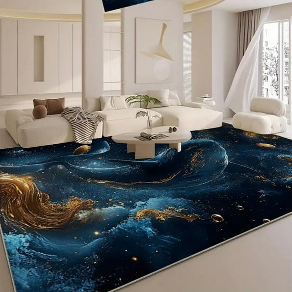 FoxHouse Large Area Rugs for Living Room Carpet, 8x10 Machine Washable Floral Bedroom Rug, Low Pile Soft Print Carpet, No Slip Indoor Carpet for Home Decor