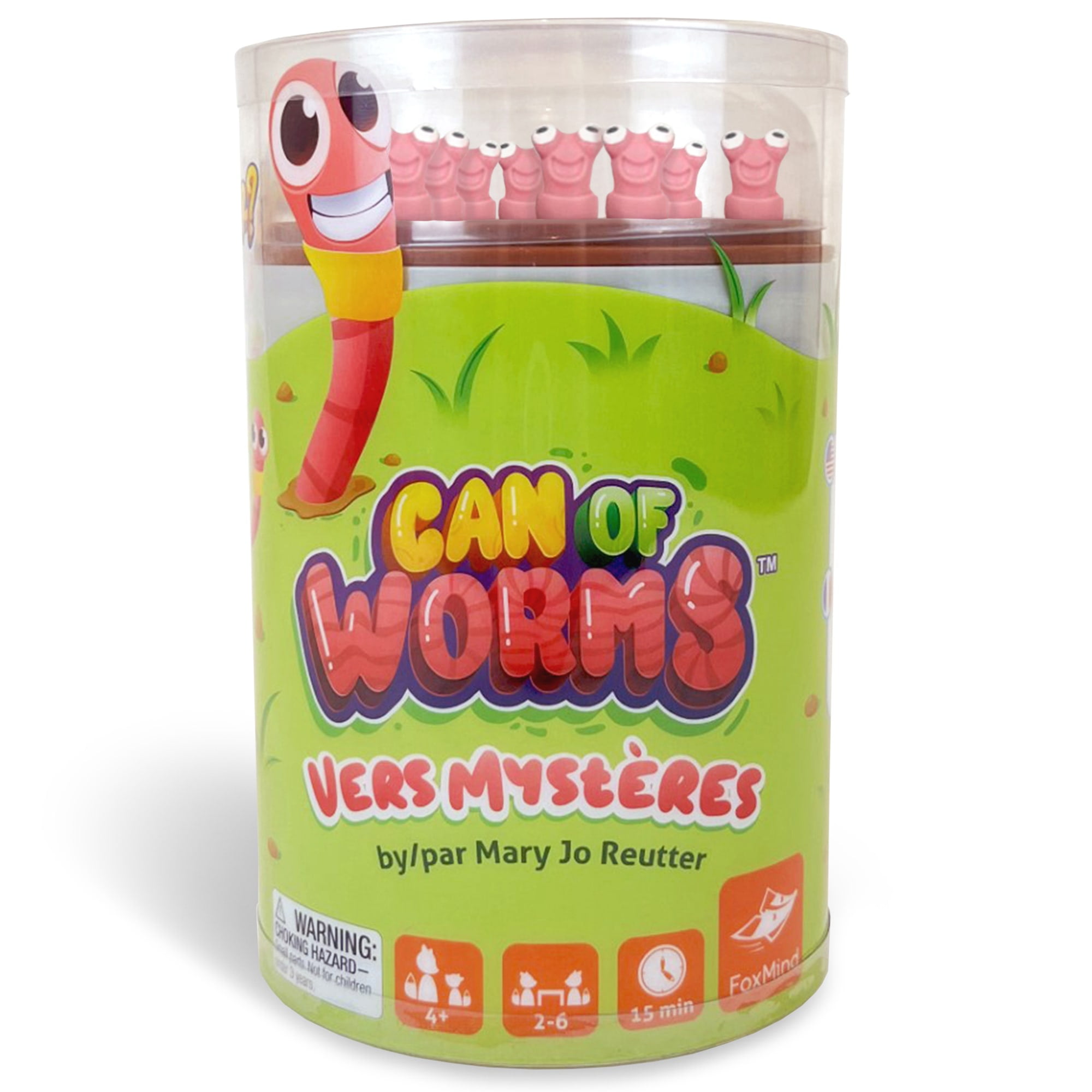 FoxMind Games Can Of Worms Toy Learning Math Game That Spins, Match