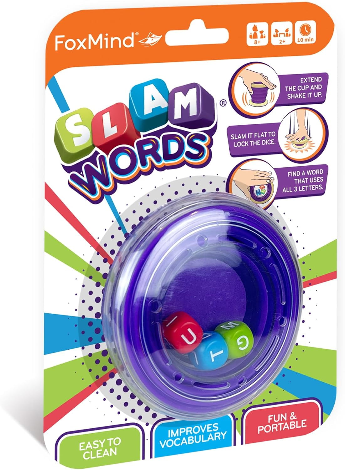 FoxMind Slam Words Quick Word Game, Educational Alphabet Dice