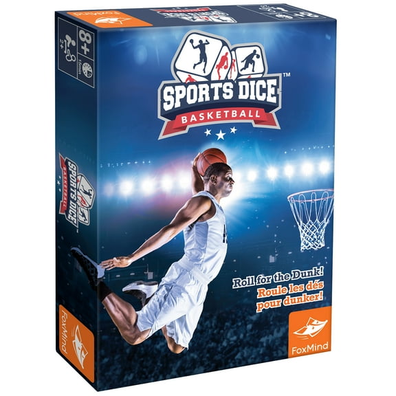 FoxMind Games: Sports Dice Basketball - Throw The Ball On Net & Dunk To Win, Rolling Board Game, Fun & Easy To Learn, Family-Kids Ages 8+ 2-4 Players