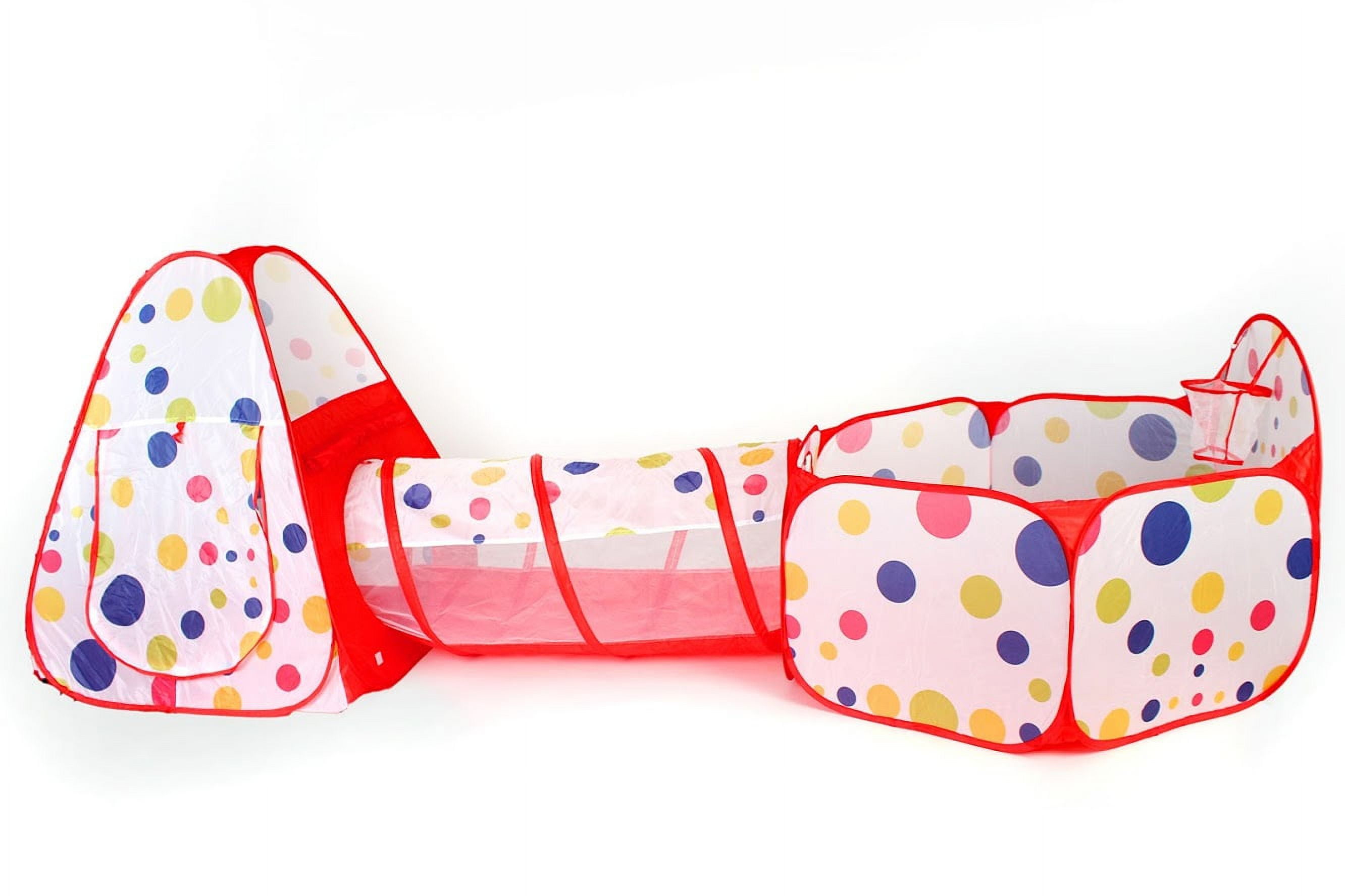 FoxPrint 3PC Kids Play Tent Crawl Tunnel and Ball Pit with Basketball