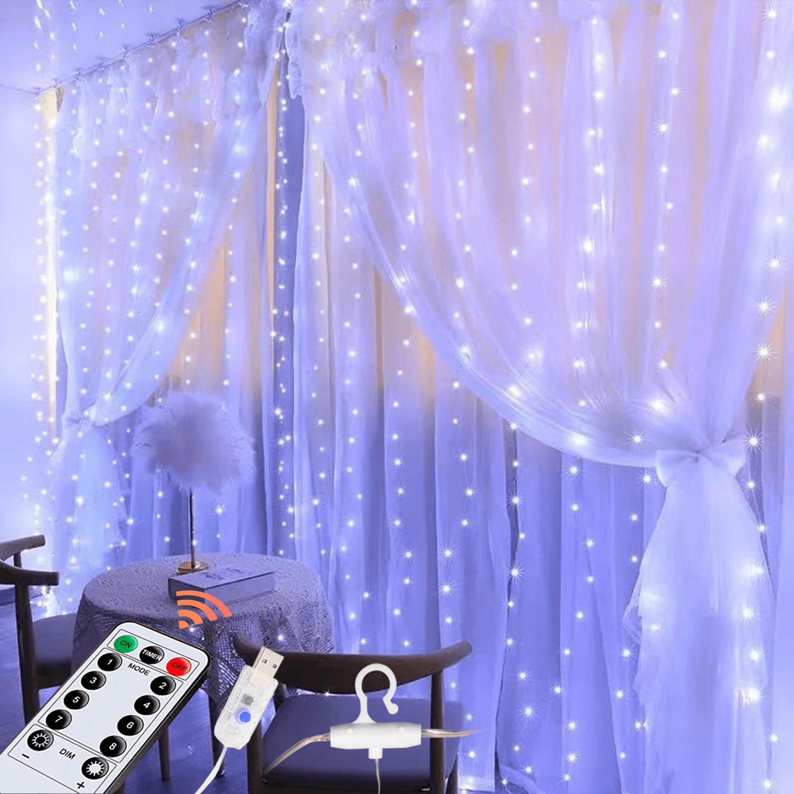 Foxanon 330 LED Curtain Lights, 9.8x10.8ft, Waterproof, 8 Modes